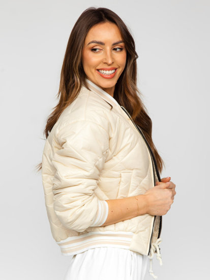 Giacca trapuntata mezza stagione tipo bomber da donna beige Bolf 82556