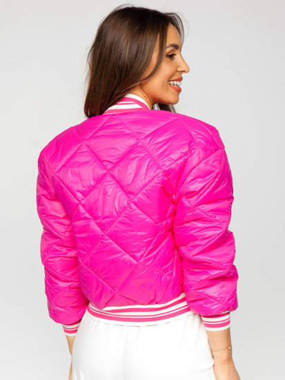 Giacca trapuntata mezza stagione tipo bomber da donna rosa Bolf 82556