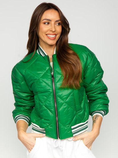 Giacca trapuntata mezza stagione tipo bomber da donna verde Bolf 82556