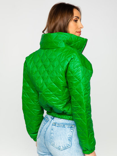 Giacca trapuntata mezza stagione tipo bomber da donna verde Bolf 82622