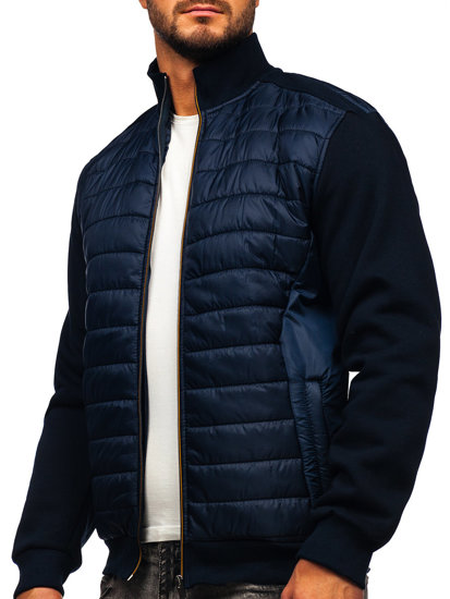 Giacca trapuntata mezza stagione tipo bomber da uomo blu Bolf 146307