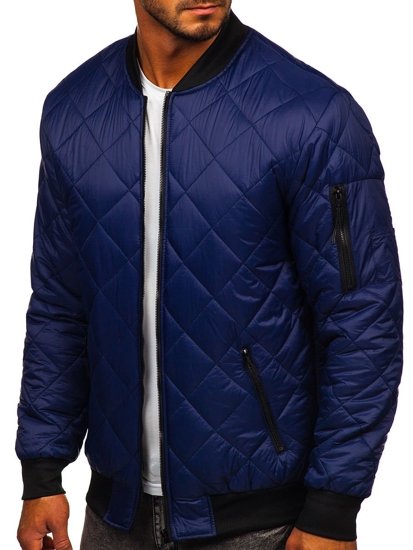 Giacca trapuntata mezza stagione tipo bomber da uomo blu Bolf MY-01A