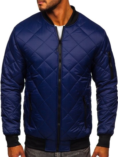 Giacca trapuntata mezza stagione tipo bomber da uomo blu Bolf MY-01A