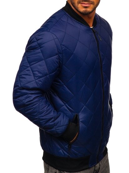 Giacca trapuntata mezza stagione tipo bomber da uomo blu Bolf MY-01A