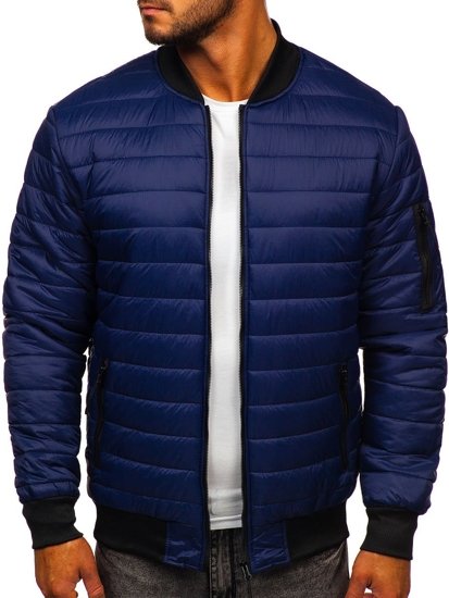 Giacca trapuntata mezza stagione tipo bomber da uomo blu Bolf MY-02A