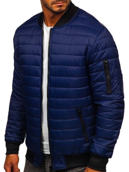 Giacca trapuntata mezza stagione tipo bomber da uomo blu Bolf MY-02A