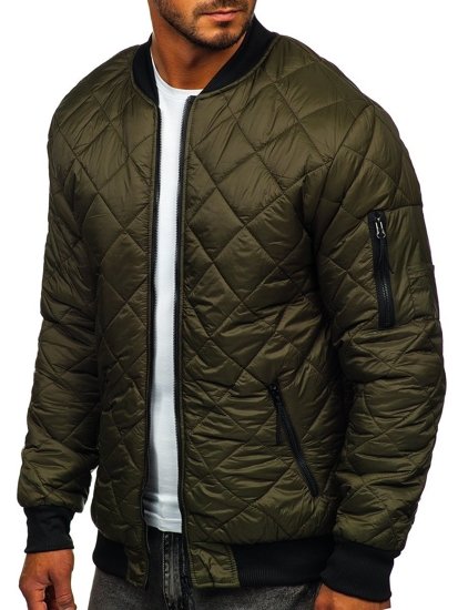 Giacca trapuntata mezza stagione tipo bomber da uomo khaki Bolf MY-01A