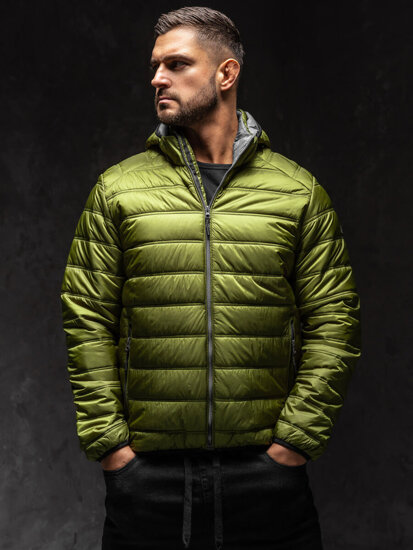 Giacca trapuntata sportiva di mezza stagione da uomo verde Bolf BK111A1