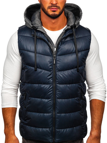 Gilet con cappuccio da uomo blu Bolf 2909