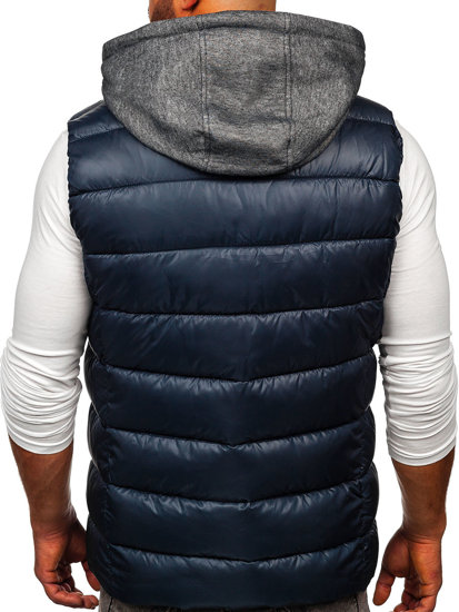 Gilet con cappuccio da uomo blu Bolf 2909