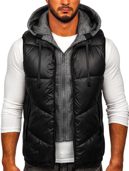 Gilet con cappuccio da uomo nero Bolf 2908