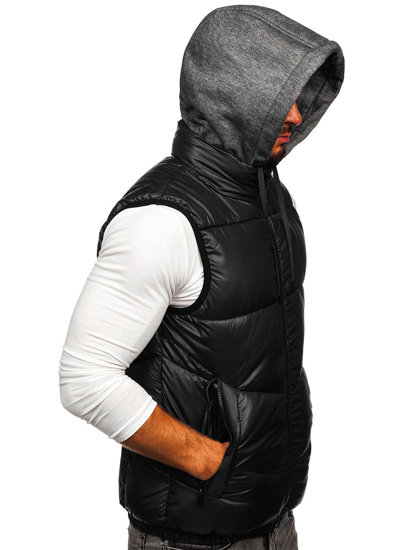 Gilet con cappuccio da uomo nero Bolf 2908