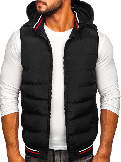 Gilet con cappuccio da uomo nero Bolf 6870