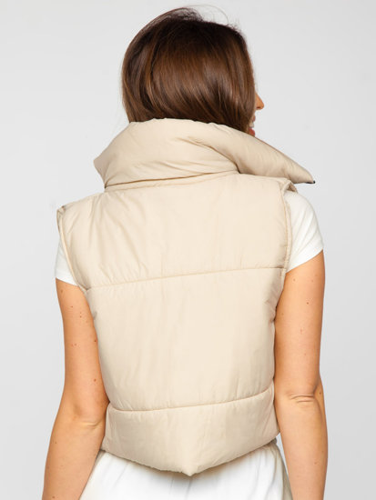 Gilet corto trapuntato da donna beige Bolf 82330