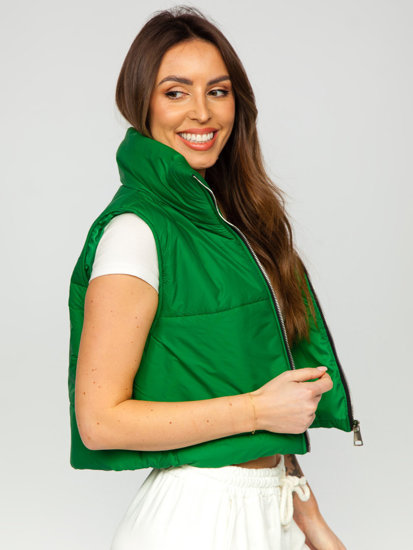 Gilet corto trapuntato da donna verde Bolf 82330