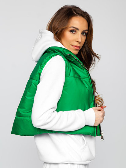 Gilet corto trapuntato da donna verde Bolf 82330