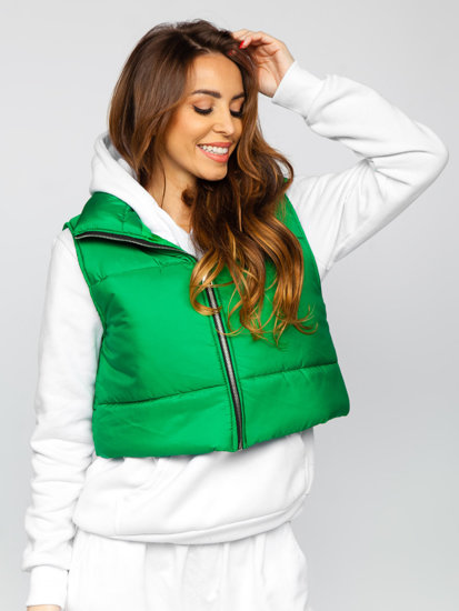 Gilet corto trapuntato da donna verde Bolf 82330