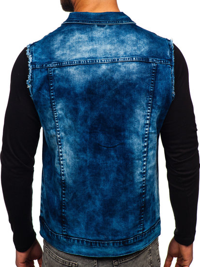 Gilet in jeans da uomo blu Bolf G115