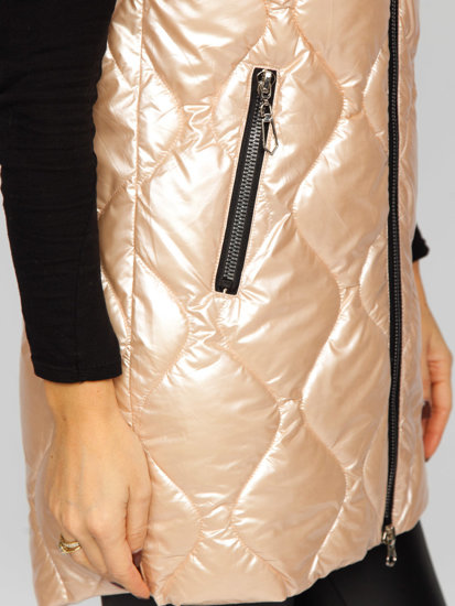 Gilet lungo trapuntato da donna beige Bolf B8103