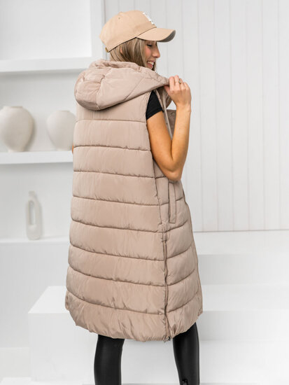 Gilet lungo trapuntato da donna beige Bolf MY6315