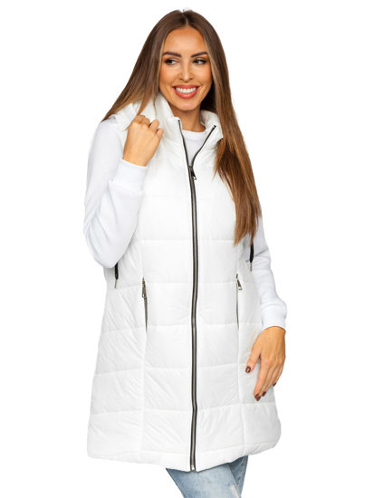 Gilet lungo trapuntato da donna bianco Bolf 82019