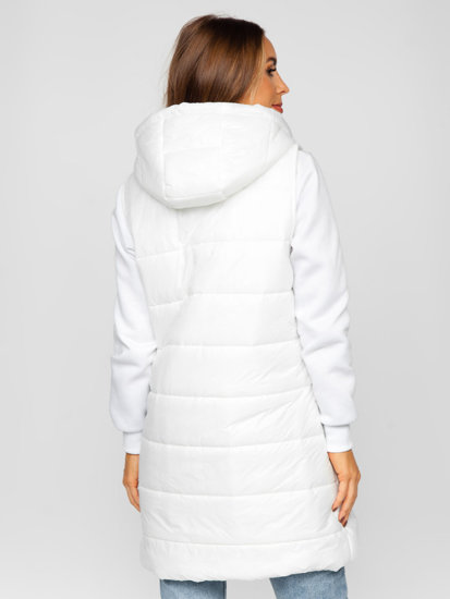 Gilet lungo trapuntato da donna bianco Bolf 82019