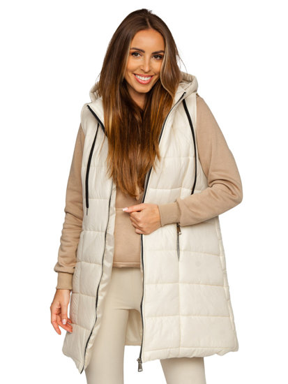 Gilet lungo trapuntato da donna ecrù Bolf 82019