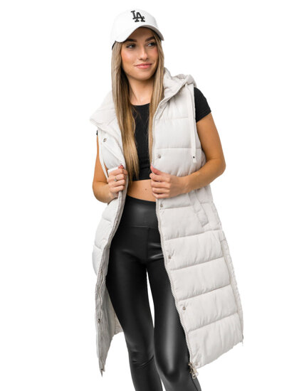 Gilet lungo trapuntato da donna ecru Bolf MY6315