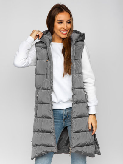 Gilet lungo trapuntato da donna grigio Bolf 81261