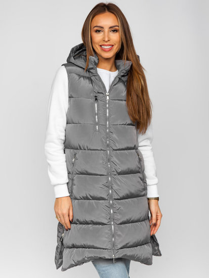 Gilet lungo trapuntato da donna grigio Bolf 81261