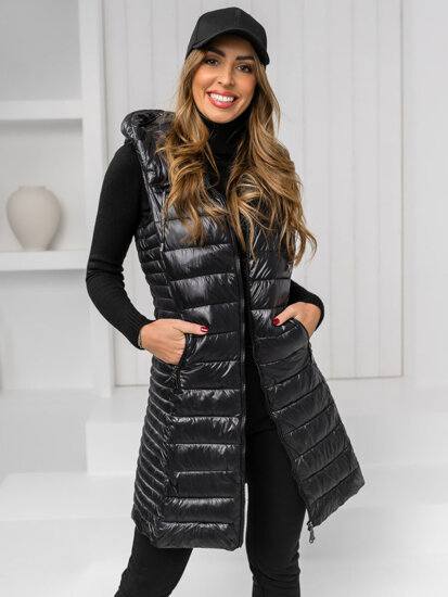 Gilet lungo trapuntato da donna nero Bolf 16M9113