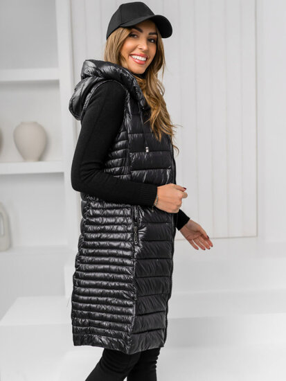 Gilet lungo trapuntato da donna nero Bolf 16M9113