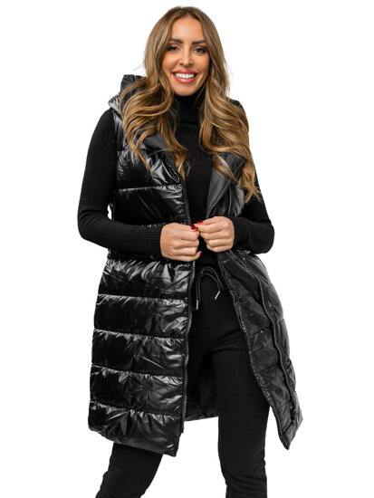 Gilet lungo trapuntato da donna nero Bolf 16M9117