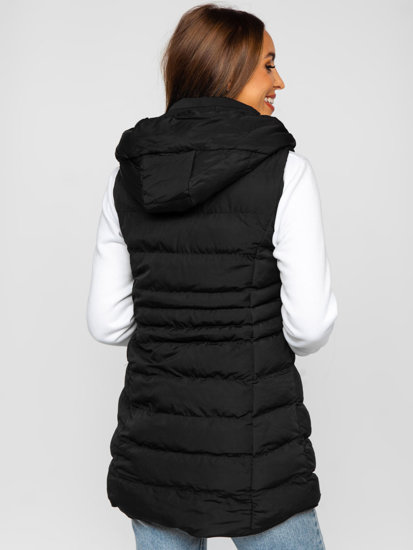 Gilet lungo trapuntato da donna nero Bolf 7040