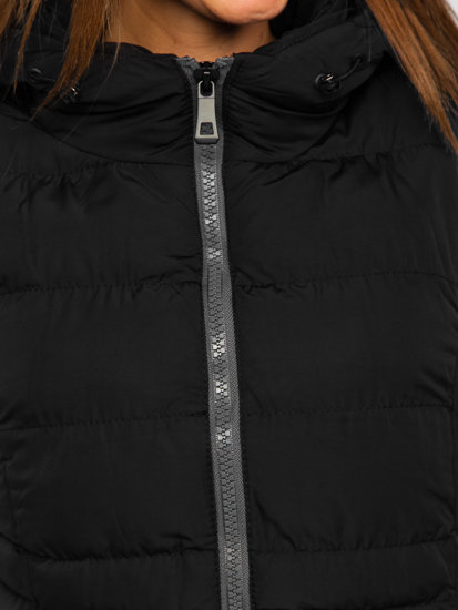 Gilet lungo trapuntato da donna nero Bolf 7040