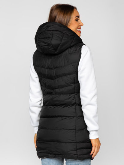 Gilet lungo trapuntato da donna nero Bolf 7044