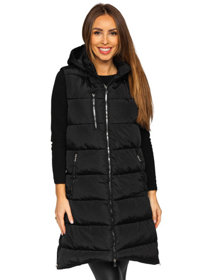 Gilet lungo trapuntato da donna nero Bolf 81261