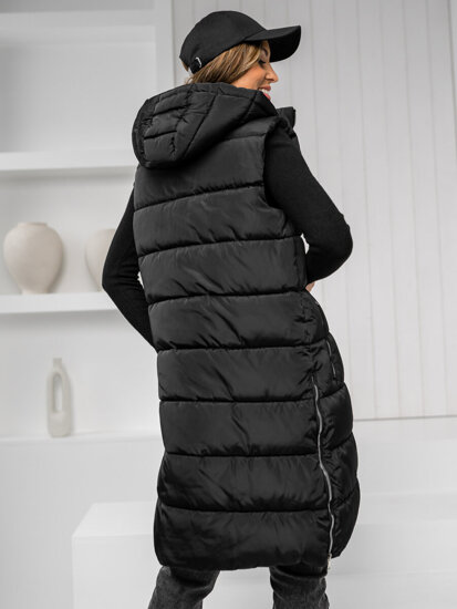 Gilet lungo trapuntato da donna nero Bolf 81261C