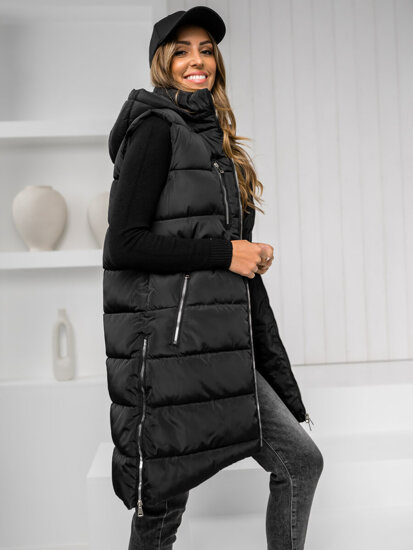 Gilet lungo trapuntato da donna nero Bolf 81261C