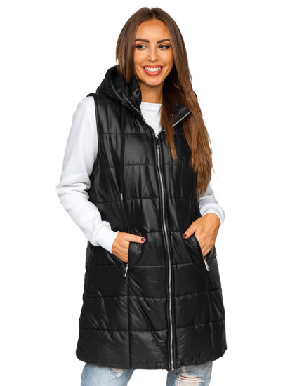 Gilet lungo trapuntato da donna nero Bolf 82019