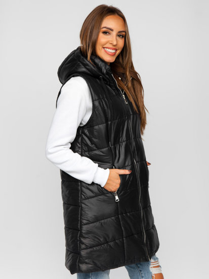 Gilet lungo trapuntato da donna nero Bolf 82019