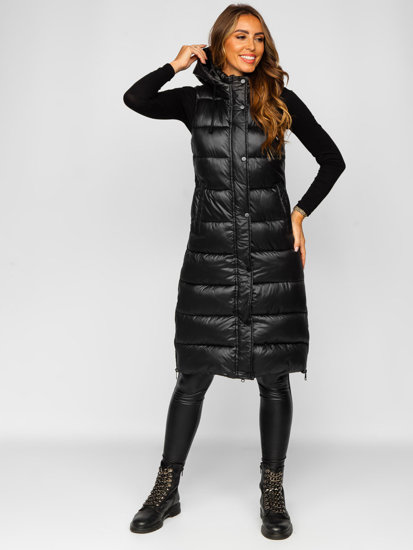 Gilet lungo trapuntato da donna nero Bolf B8021