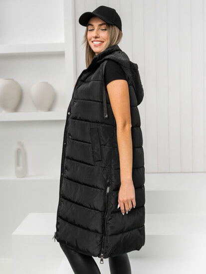 Gilet lungo trapuntato da donna nero Bolf MY6315