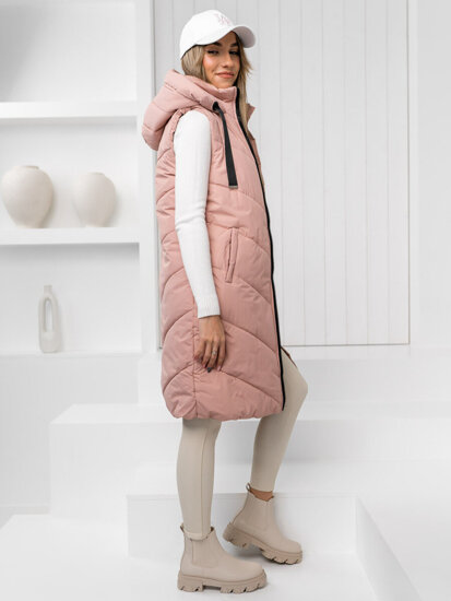 Gilet lungo trapuntato da donna rosa Bolf 5M3152