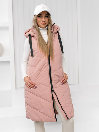 Gilet lungo trapuntato da donna rosa Bolf 5M3152