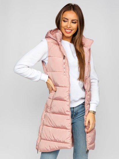 Gilet lungo trapuntato da donna rosa Bolf 81261