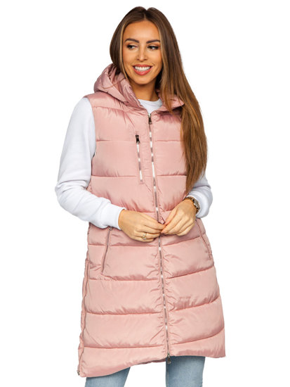 Gilet lungo trapuntato da donna rosa Bolf 81261