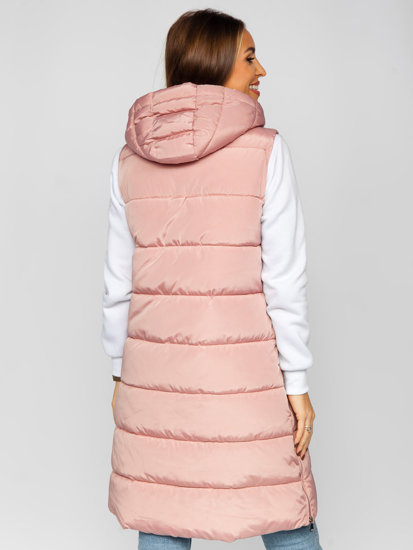 Gilet lungo trapuntato da donna rosa Bolf 81261