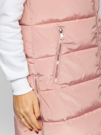 Gilet lungo trapuntato da donna rosa Bolf 81261