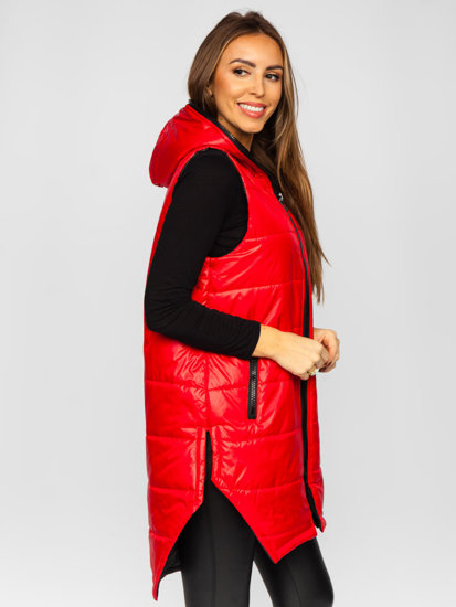 Gilet lungo trapuntato da donna rosso Bolf B0122